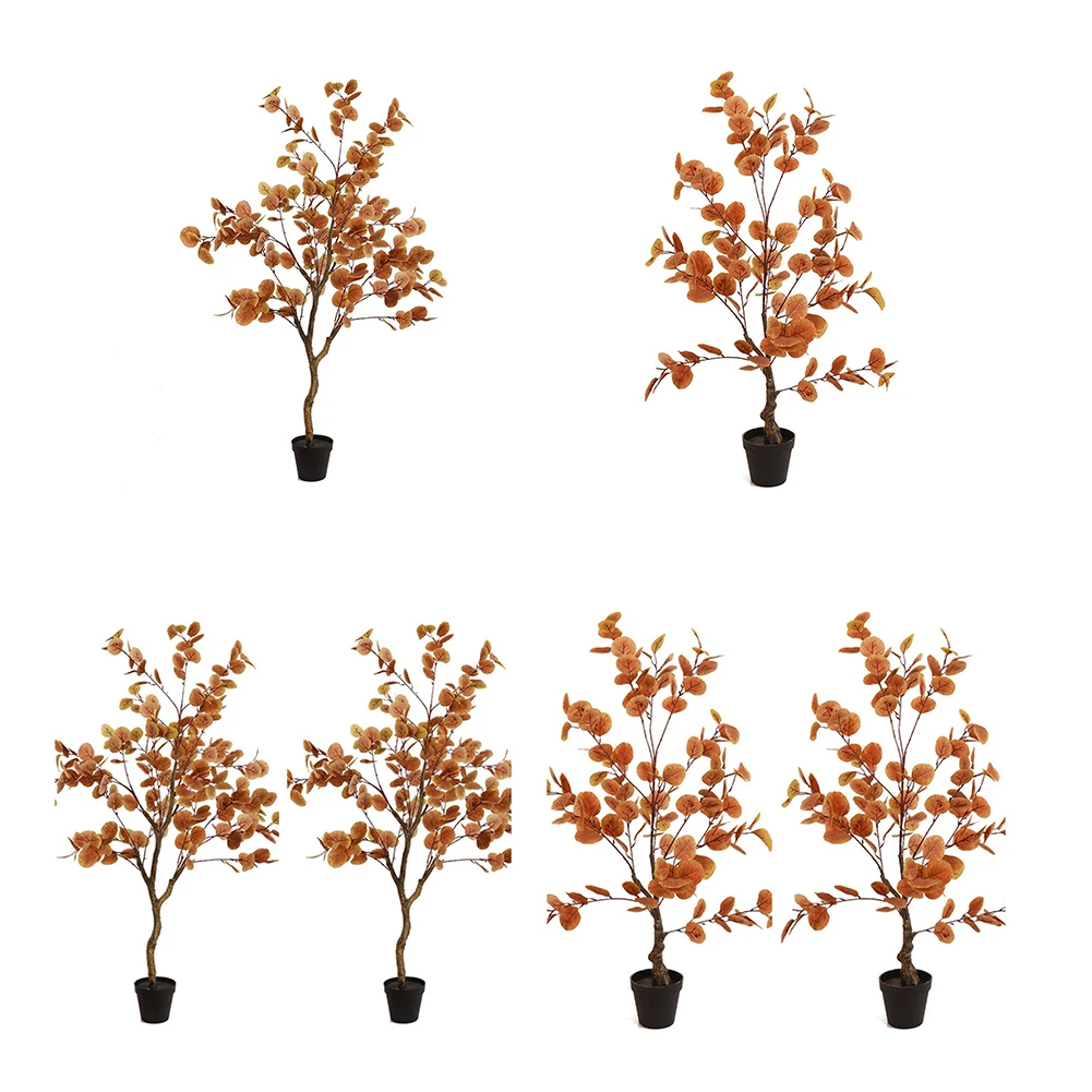 Albero di eucalipto autunnale artificiale decorazione del ringraziamento pianta di finta seta realistica decorazione dell'albero di Ficus autunnale per la parte anteriore del camino del portico