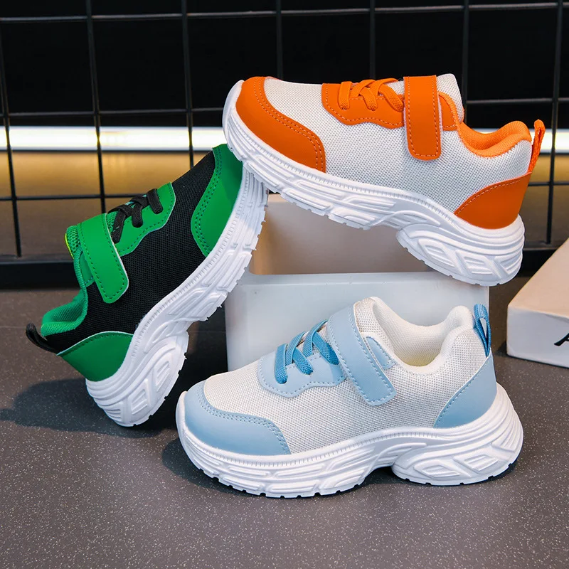 Kids'Casual Shoes Solid Color PU Leather Fashion Autumn Sports Shoes For Children Breathable Anti-slip Green Blue Size 26-36