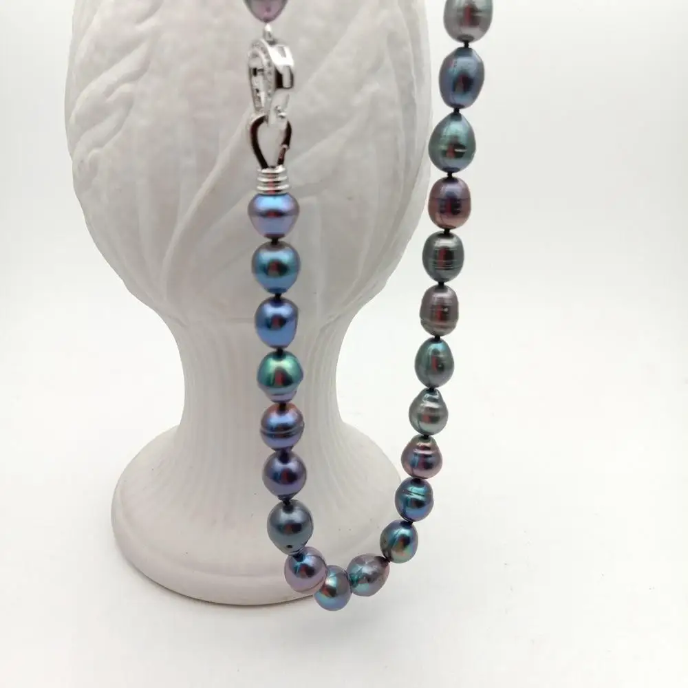 

Black natural Freshwater cultured Rice Pearl Long Necklace
