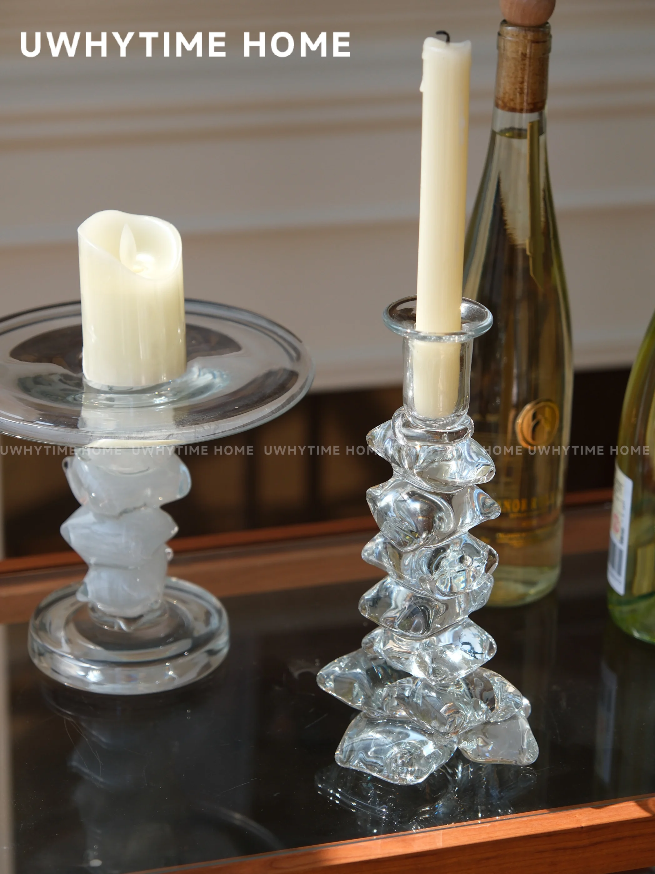 Hermoso candelabro esmaltado medieval industria pesada hielo transparente retro de alta gama atmósfera artística adorno candelabro d