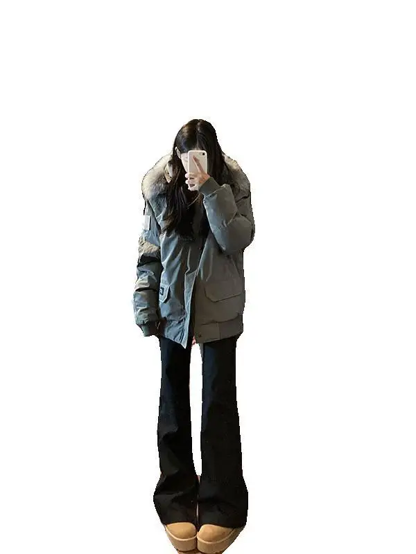 เสื้อโค้ทพาร์กาฤดูหนาวปี 2024 สำหรับผู้หญิง สไตล์อเมริกัน มีฮู้ด บุหนา ผ้าฝ้าย แจ็คเก็ตแฟชั่นลำลองทันสมัย เสื้อคลุมตัวนอก