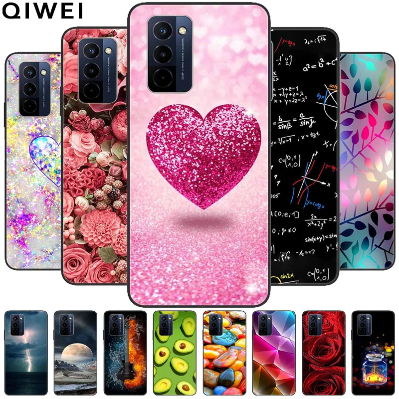 For Wiko 10 Case Protective Soft Silicone Black TPU Bumper for Wiko 10 Phone Cover on for Wiko10 Cartoon Flowers Animals Painted