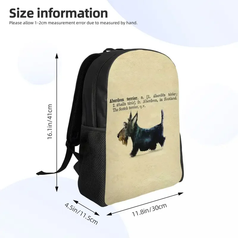 Mochila Terrier Escocesa para Homens e Mulheres, Mochila Escolar Laptop, Mochila Estudantil Universitária, Scottie Dog, dicionário Arte, Mochila de Viagem