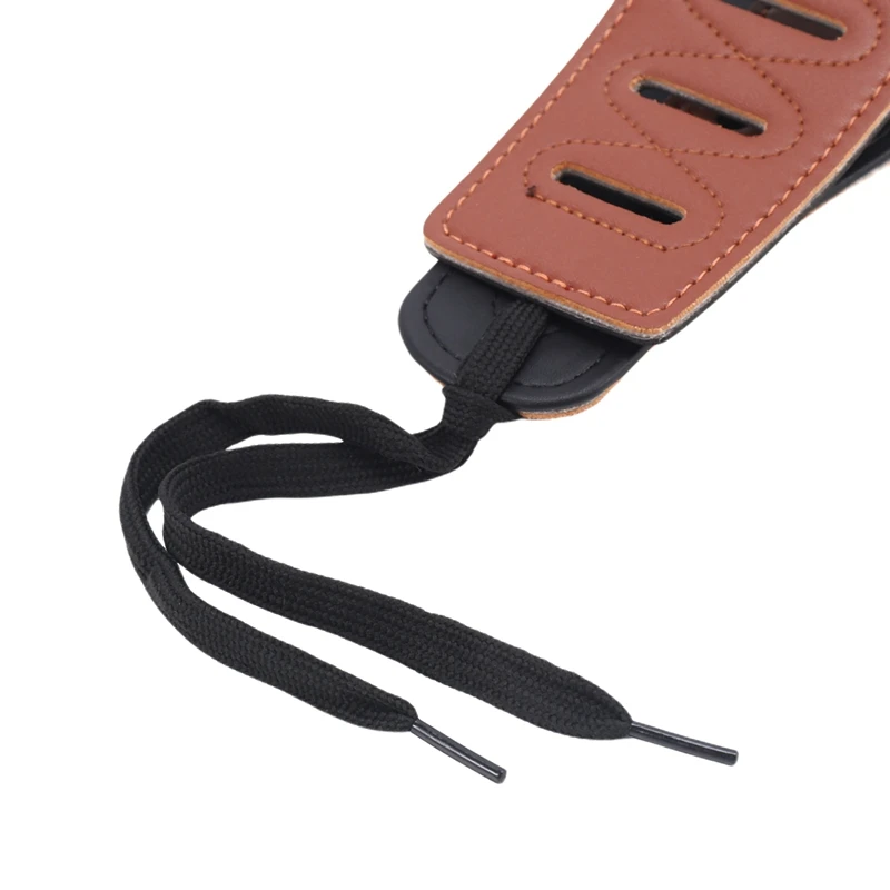 2X Leather Real Cowhide Guitar Strap For Electric Bass Guitar Adjustable Padded Browm Color