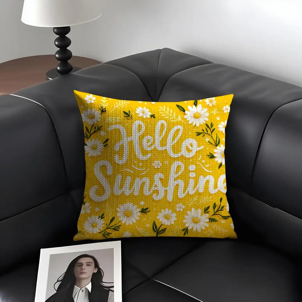Hand-painted Watercolor Tulips Cushion Cover Natural Linen Organic Fabric Double-Sided Printing Breathable Gift For Decor