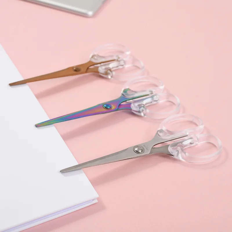 Matte Transparent Ins Style 4-Color Transparent Scissors Creative Student Desk Supplies Multi-Purpose Scissors Stationery