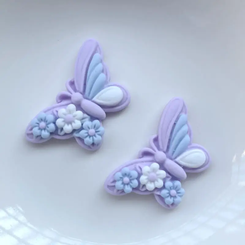 10 large butterfly shaped resin flat back kabochin scrapbook Kawai DIY decorative accessories hairpin decoration