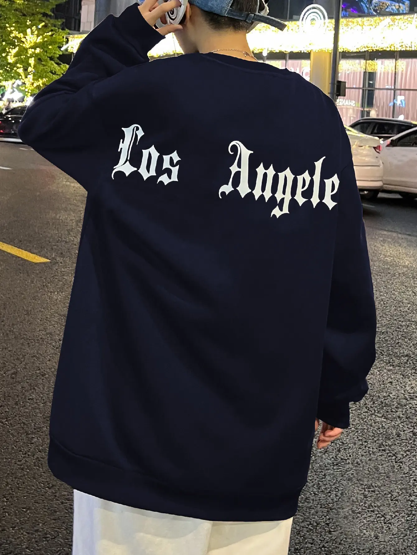 Art Letter Los Angeles Male Sweatshirts Hip Hop Simple Pullovers Fleece Casual Hoodies Autumn Comfortable Streetwear For Men