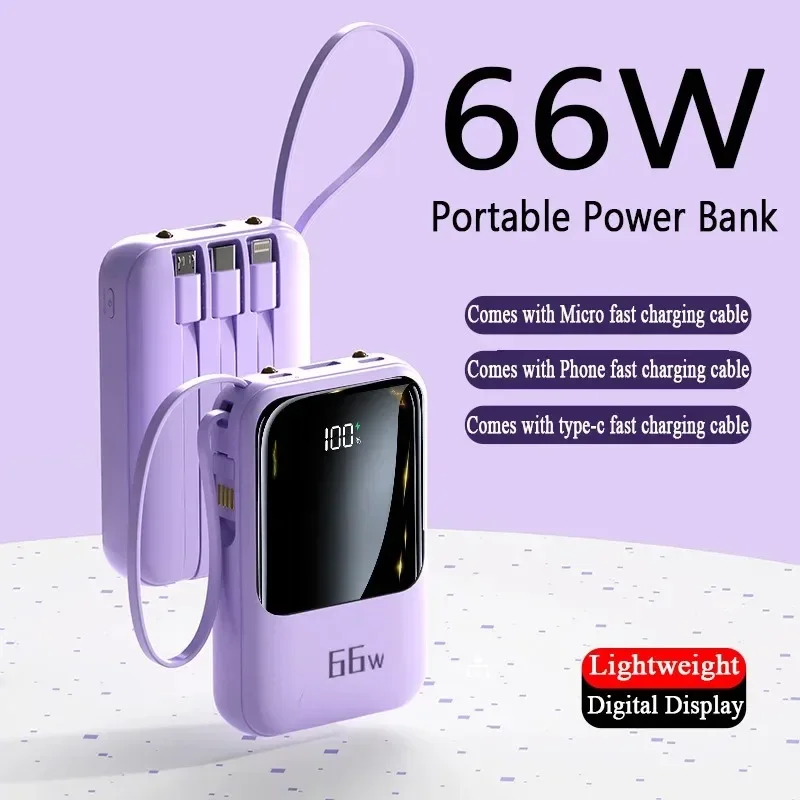 New Mini Power Bank 20000mAh 66W Super Fast Charging External Battery Charger PD 20W Flash Charging Source Box for IPhone Huawei