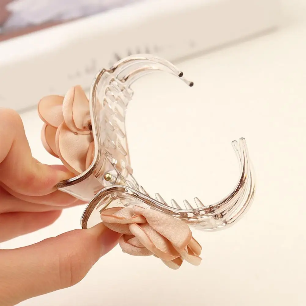 Women Hair Claw Camellia Decor Secure Hair Clamp Romantic Flower Hair Clamp Hair Gripper Lady Hair Fixation Styling Tool