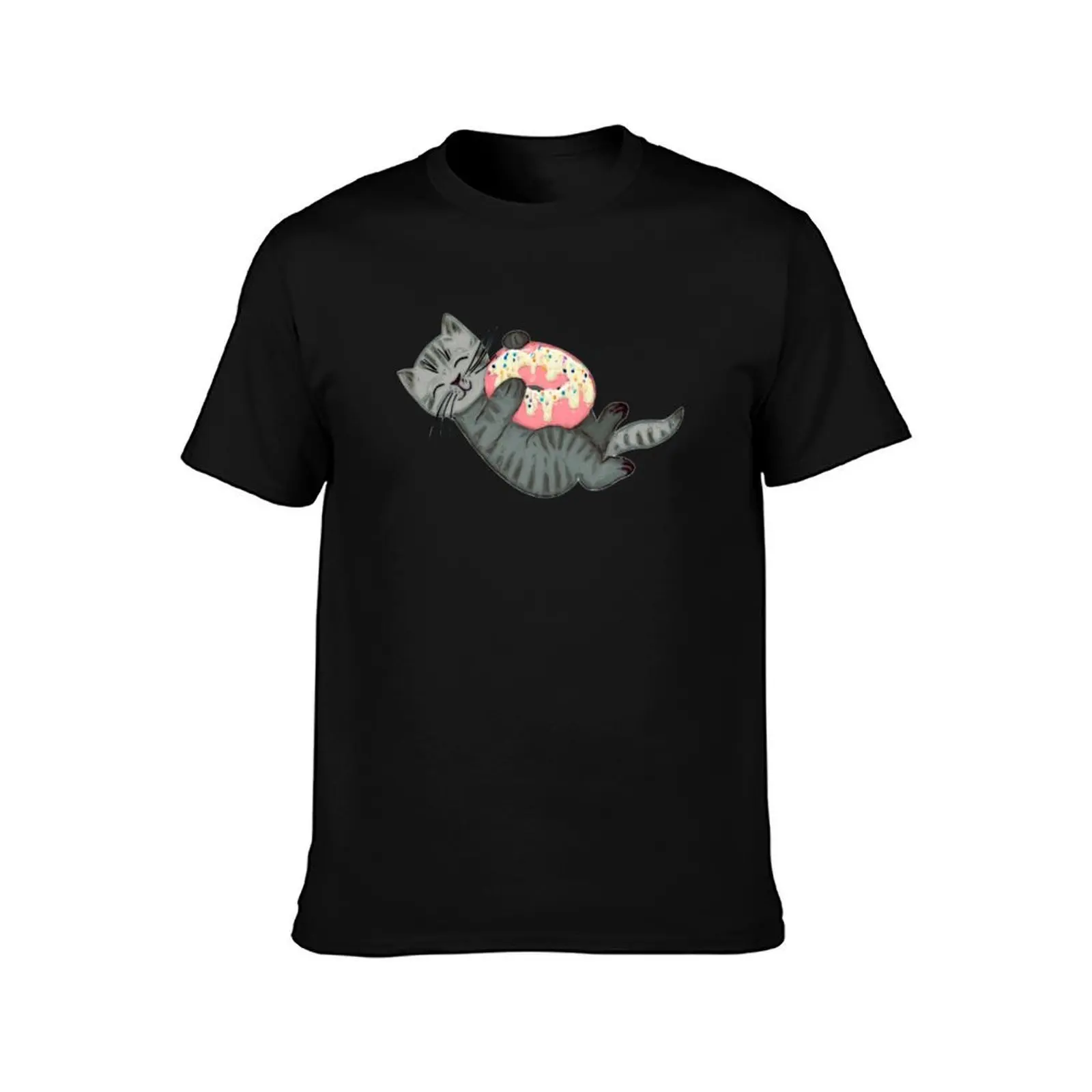 Kitten Loves Donut T-Shirt t shirt man plain cotton t shirt pack T-Shirt