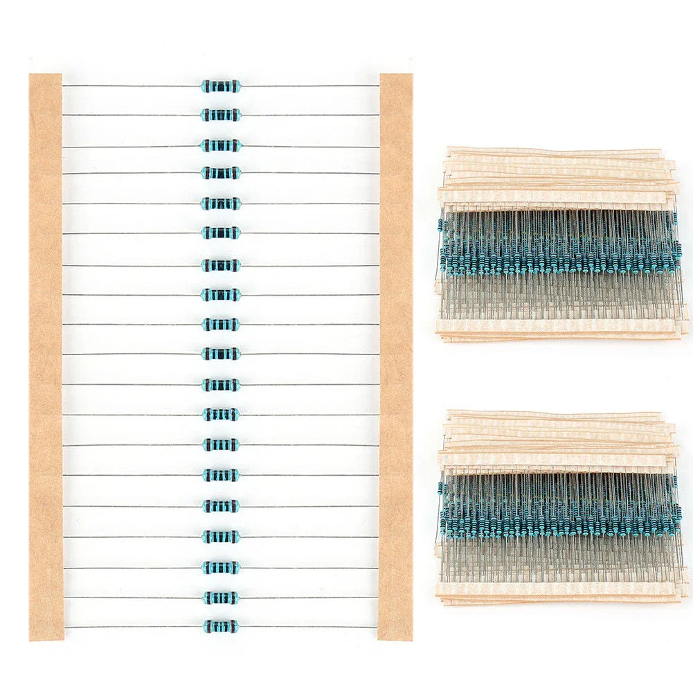 600pcs Resistor Kit 10 Ohm-1MOhm Resistors 1/4W ±1% Carbon Film Single Resistor Electrical Electronics 30 Value