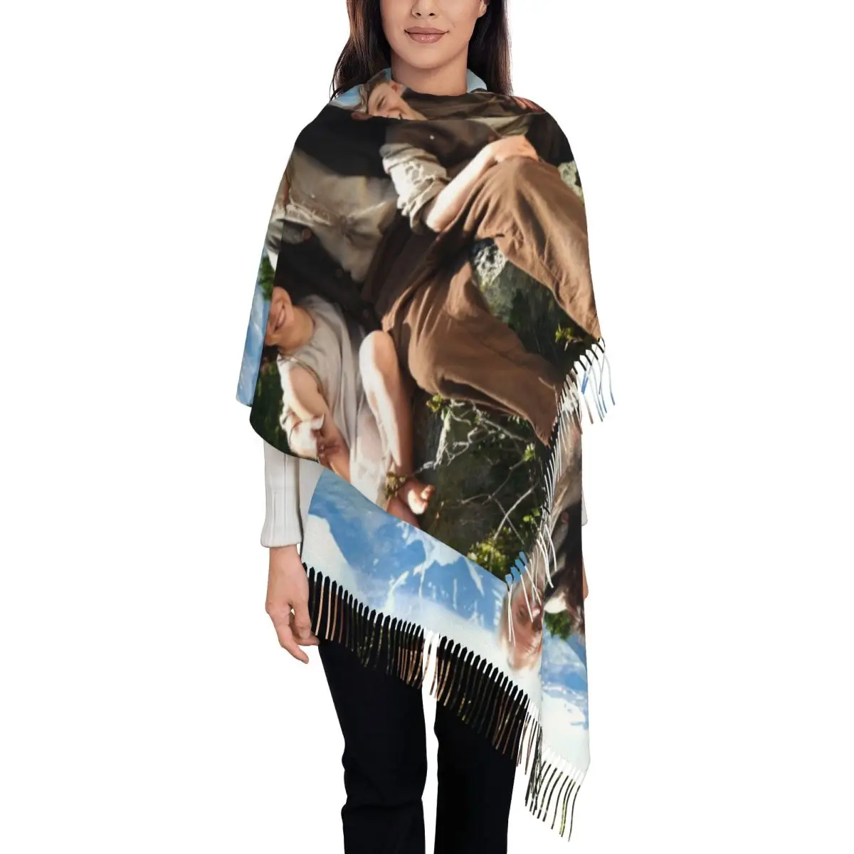 

Custom Luxury Anime Heidi Girl Of The Alps Comic Cartoon Tassel Scarf Women Winter Fall Warm Shawl Wrap Female Scarves