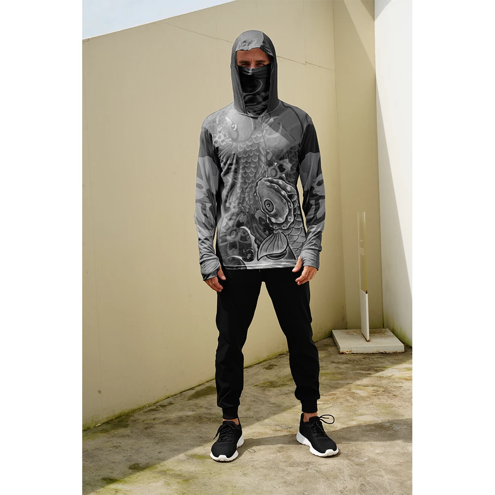 Fishing Shirts Men Sun Protection Hoodie Mask All-in-one Fishing Clothing Angling T-shirt Upf 50+ M-3XL view 4