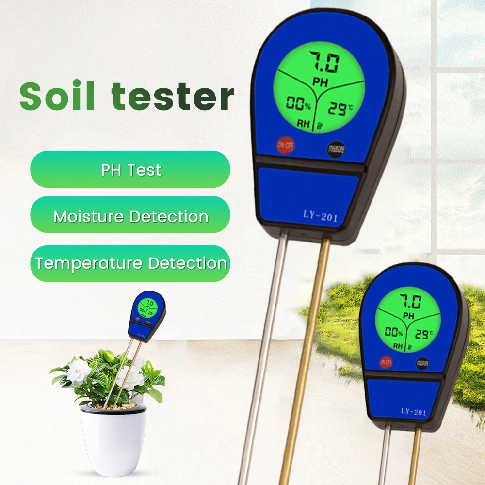 3 in 1 Soil PH Meter Moisture Temp PH Tester Humidity Sunlight Garden Flowers Moist Detector Soil Moisture Sensor Meter