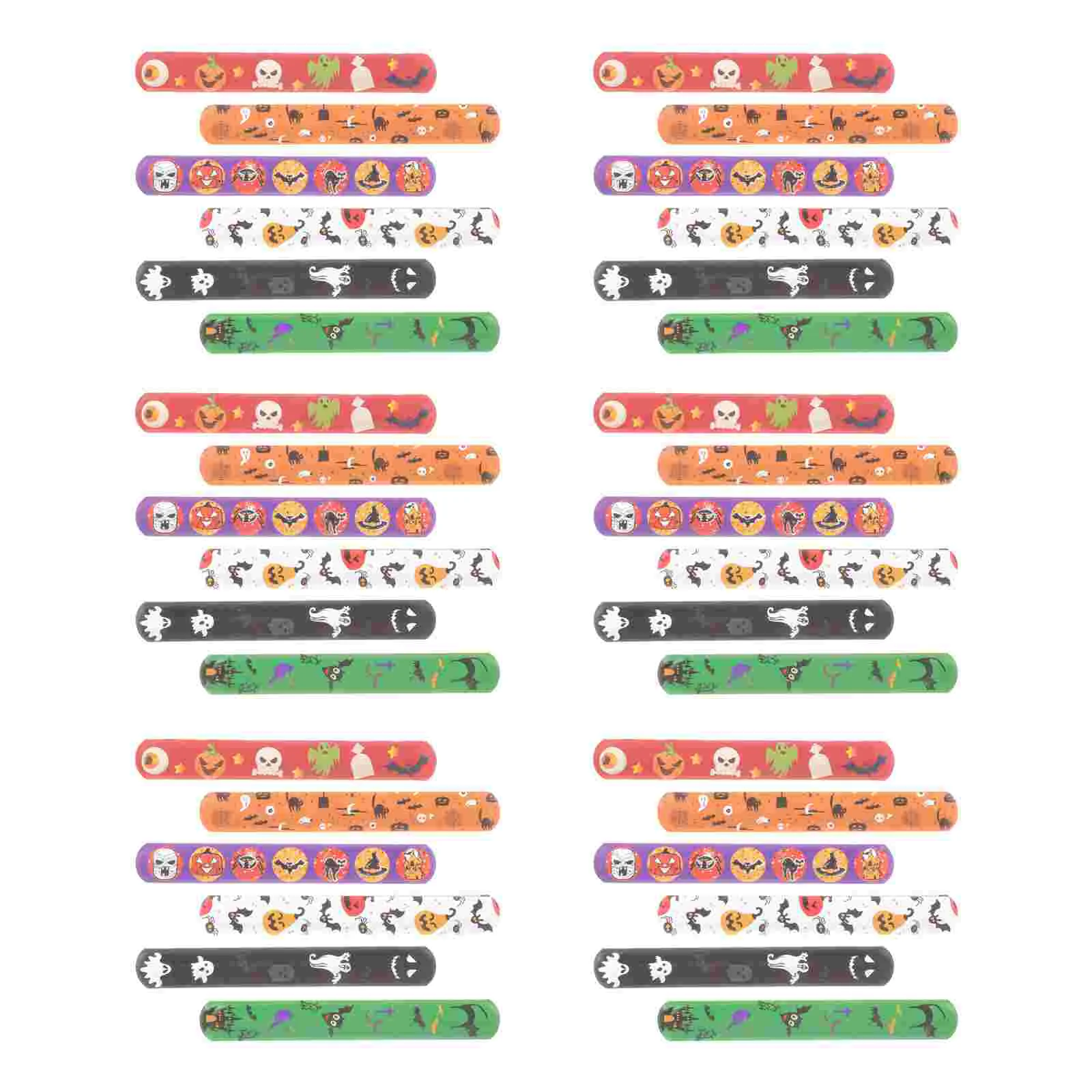 48 Pcs Halloween Ring Slap Wrist Bracelets Party Favors for Kids Festivals Wristbands