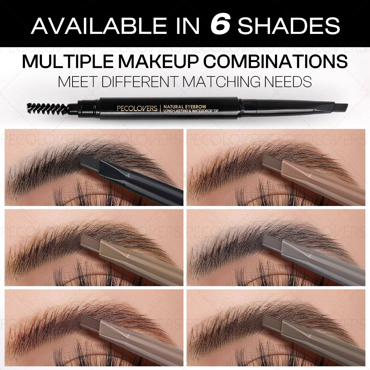 2PCS Self-Rotating Double-Headed Eyebrow Pencil  Set- Available in A Variety of Colors (Dark Brown, Light Brown, Taupe, Black)