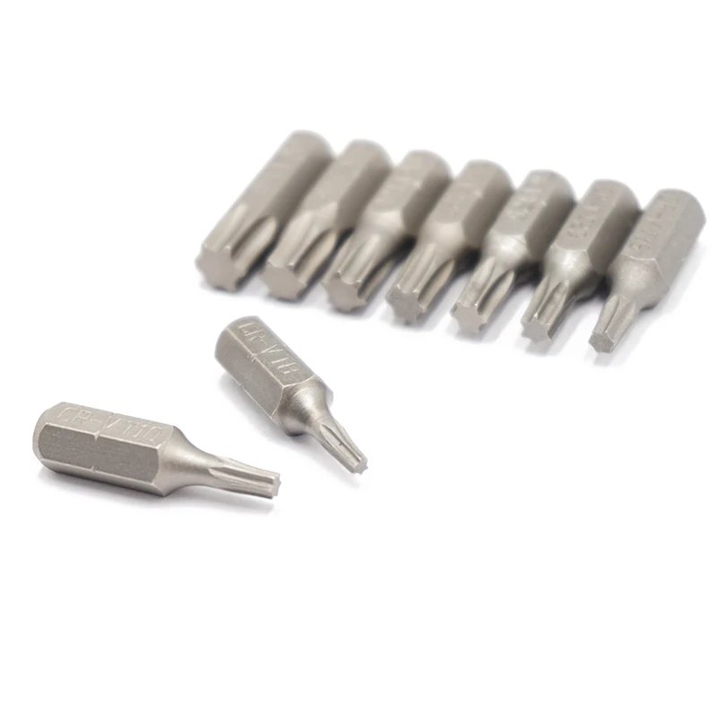 9PCS 25MM 1/4" Torx T8-T40 Screwdriver Bit Set Repair Tools Screwdrivers Kit Hex Shank Drill Bit For Power Household Hand Tools