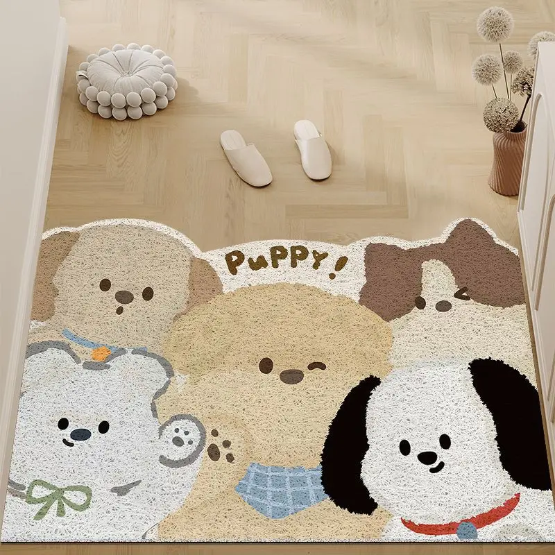 Cartoon silk circle entry door floor mat, entrance entrance entrance porch foot pad, fresh household soil rubbing mud pad