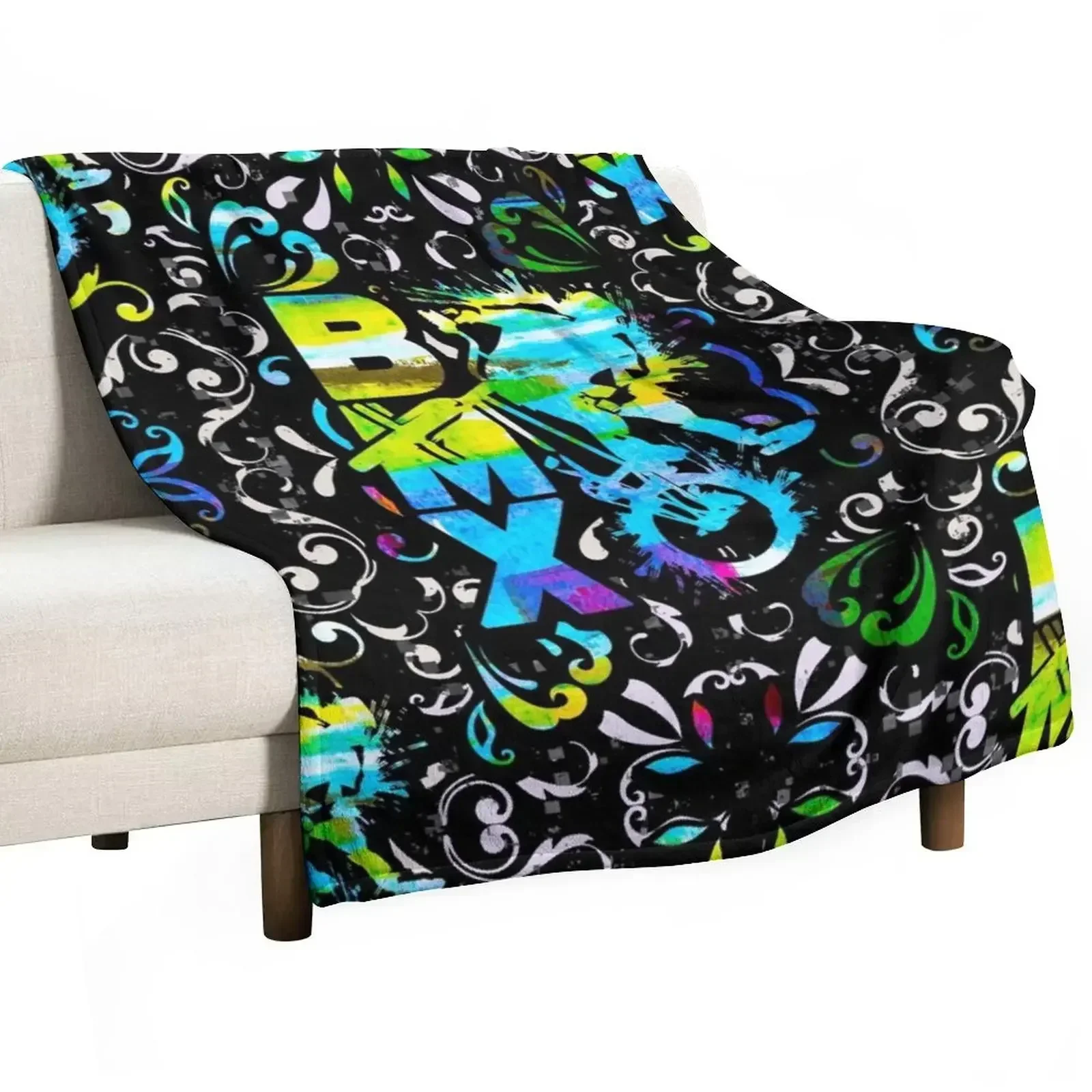 

New Bmx Apparel Bmx Freestyle Pattern Throw Blanket Flannels Travel Fashion Sofas Bed Blankets