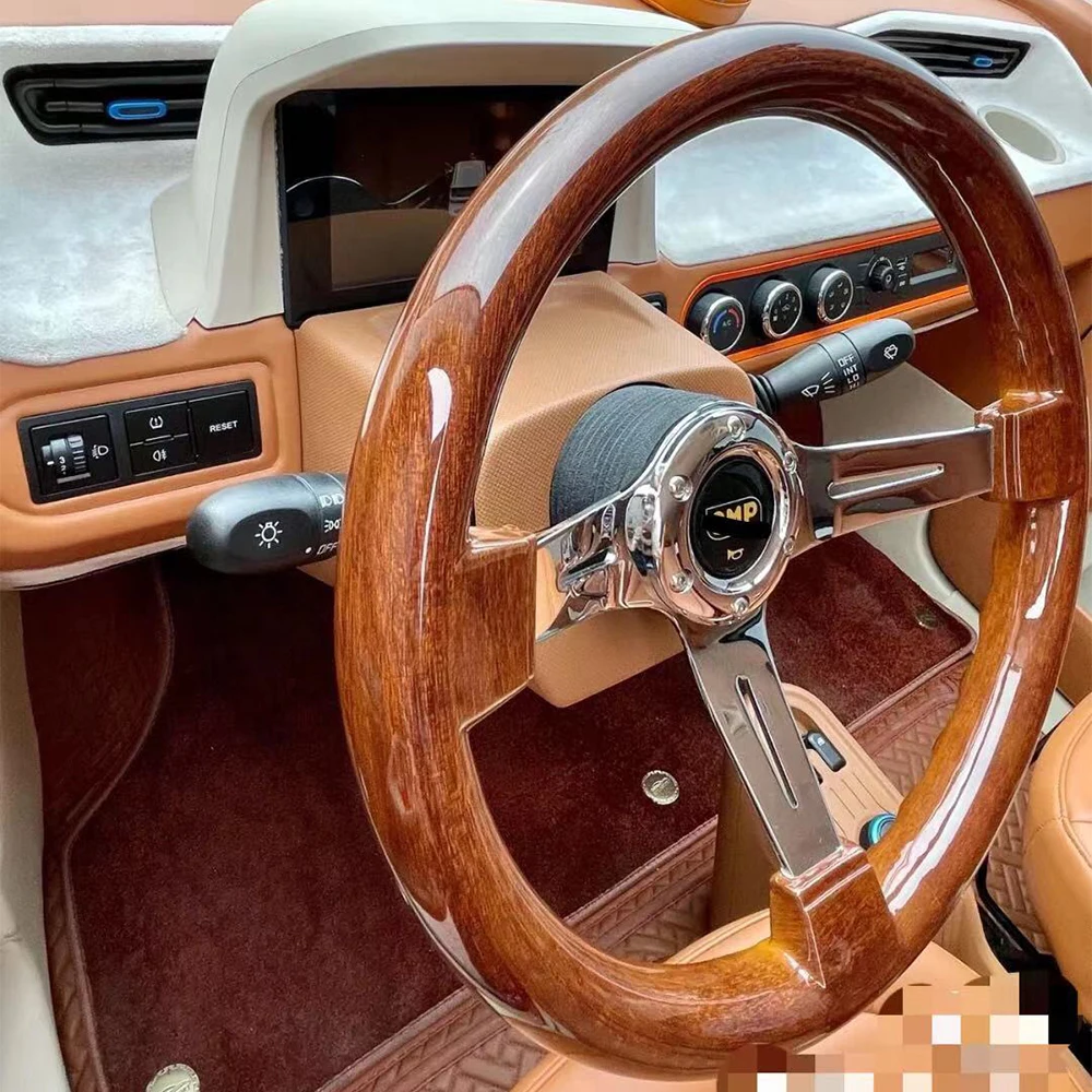 For O*P 14 inch 350MM Wood Steering Wheel  Quick release Adapt Universial  Auto  Accessiores With Horn