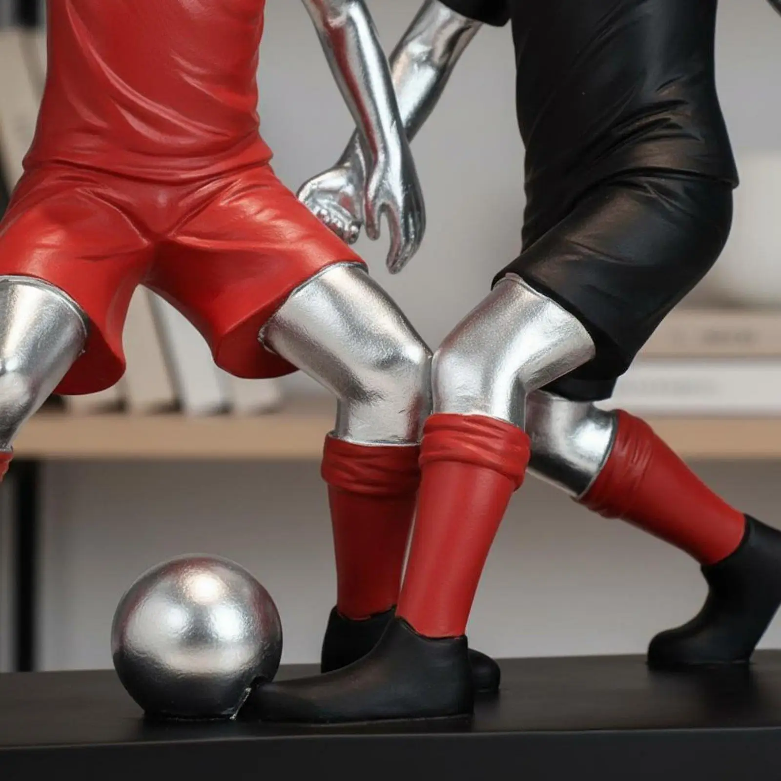 Soccer Player Statue Light Luxury Football Player Figurine Artistic Desktop Soccer Ornament for Men, Boys, Living Room, Office,
