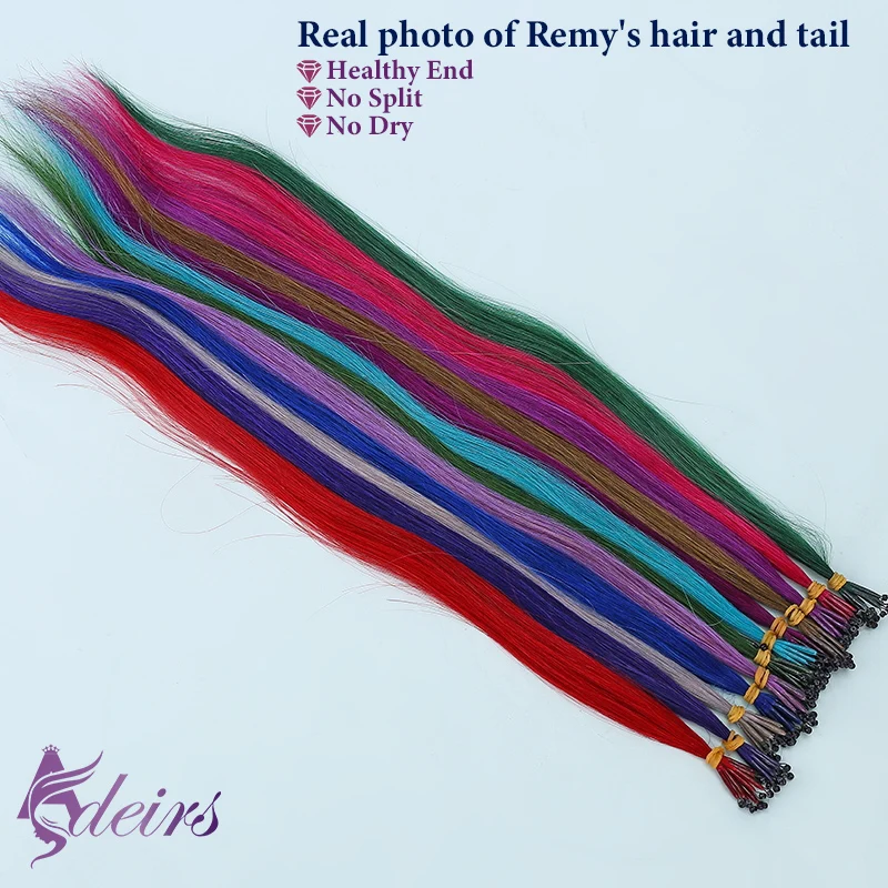 ADEIRS Color 8D Tip Haarverlängerungen, 100 % echtes Echthaar, Mikroperlen-Erweiterungen, Farbe Lila, Blau, Rosa, Grau, 45,7–50,8 cm