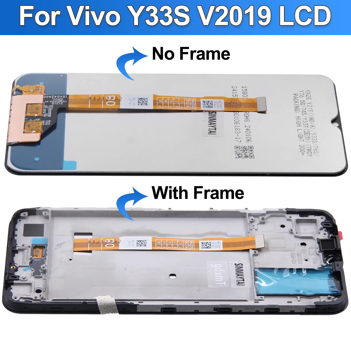 High Quality Display for Vivo Y33S Lcd Display Touch Screen Digitizer Assembly with Frame for Vivo Y33S V2109 LCD Repair