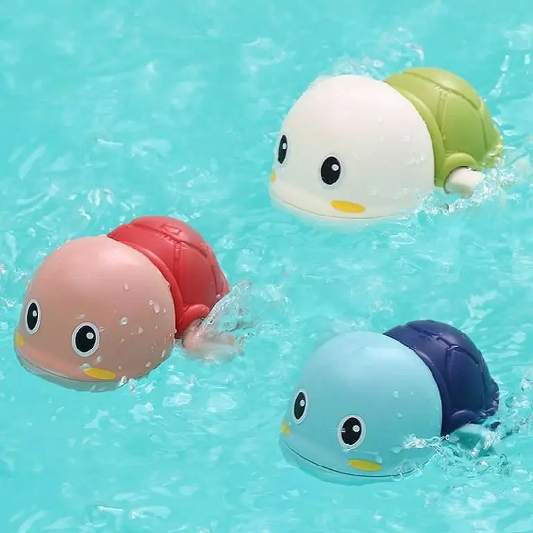 Juguetes de baño para bebé, cadena de agua con mecanismo de relojería, lindo Animal de dibujos animados, tortuga infantil, pingüino, pez enrollado,