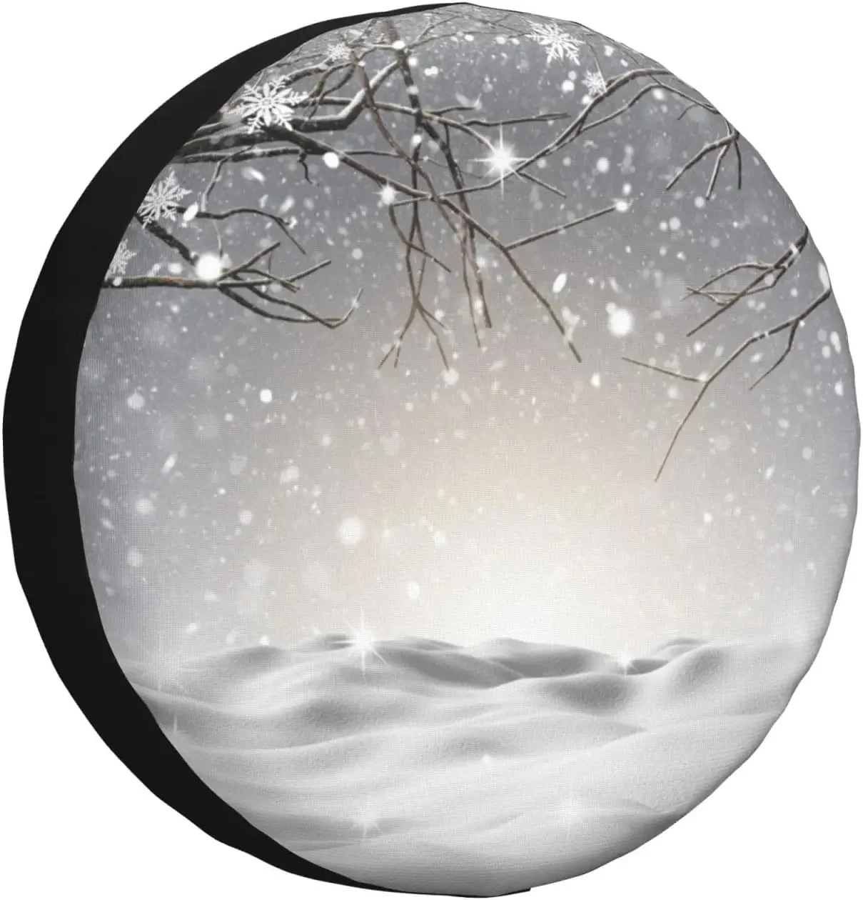 Snowflake Pine Tree Printed Spare Tire Cover Weatherproof Dustproof Universal Tire Cover for RV Trailers Motorhomes SUV Camping