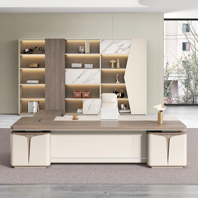 

High Quality Boss Desk New Chinese Minimalist Storage Modern Work Desk Reception Fashion Designer Bureau Meuble Desk Furniture