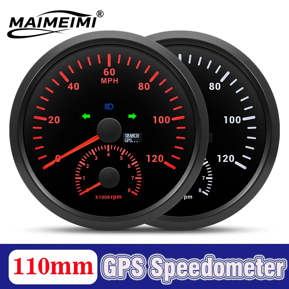 

110mm 4-3/8" GPS Speedometer With Tachometer 0~120kmh 0~160MPH for Car Truck Boat Universal 8000RPM Tacho Meter 12V 24V Custom