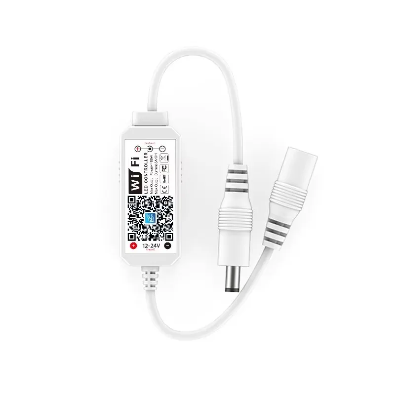 

Single Color LED Strip Lights WiFi Controller Compatible with Android iOS, 12-24V 96W LED Strip Light Remote Controller Support