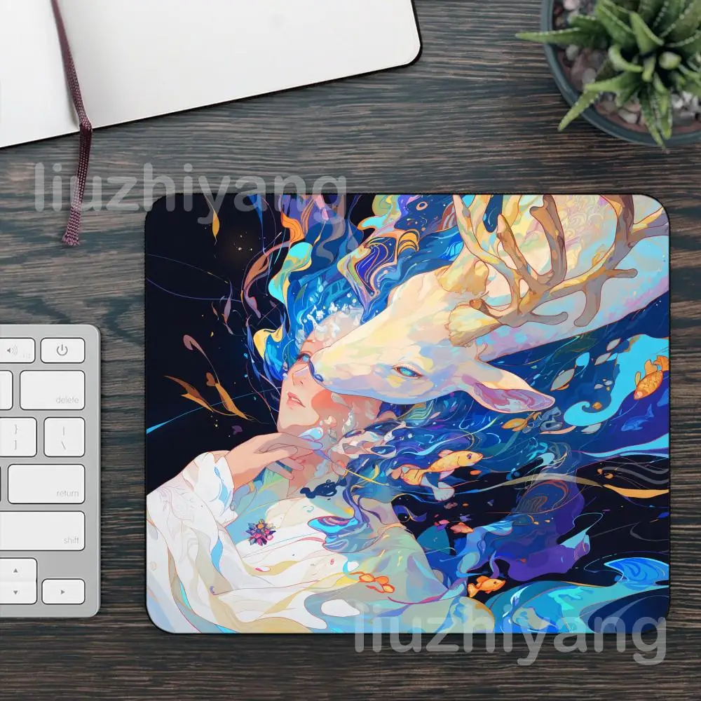 

Коврик для мыши с иллюстрацией, 40X45 см, большой квадратный коврик для компьютерного офиса, игрового стола, резиновые противоскользящие коврики для мыши, маленький декор, настольные коврики