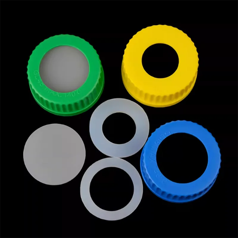 Reagent bottle cap color red/blue/yellow GL45 blue cap bottle with pouring ring high temperature PP material silk opening