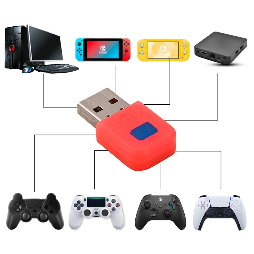 2024NEW Wireless Receiver Support Bluetooth USB Adapter Converter for Nintendo Switch PS5 PS4 Controller Game Accessories