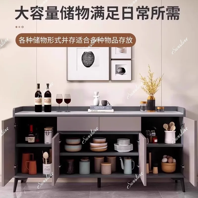 Solid wood dining side storage cabinet against the wall integrated living room sideboard slate