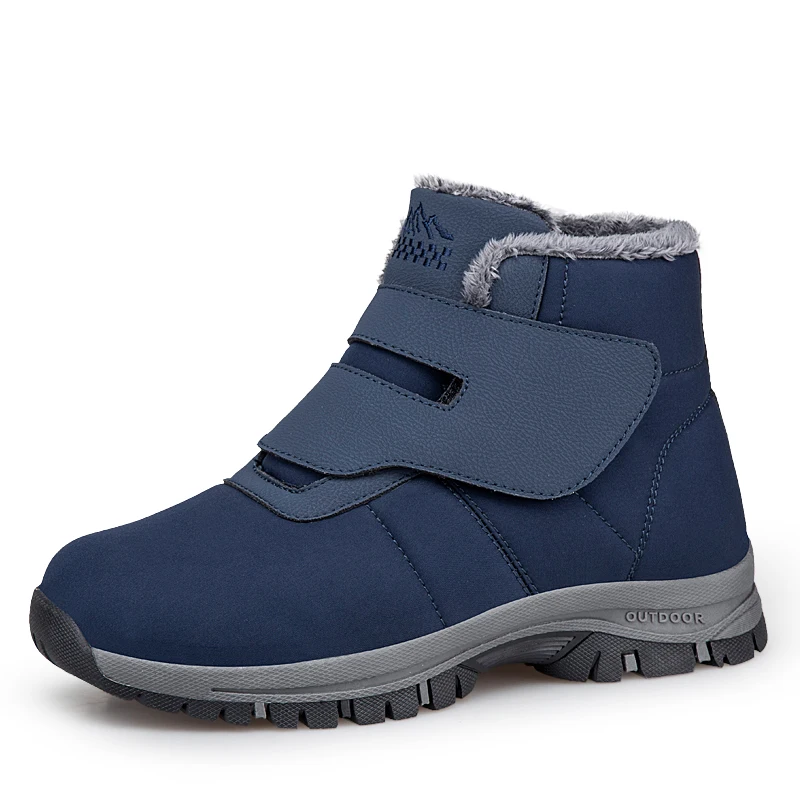 Winter Men's Fur Lined Ankle Boots Adjustable Hook and Loop Diabetic Shoes for Elderly Swollen Feet Hallux Valgus Bunion Relief