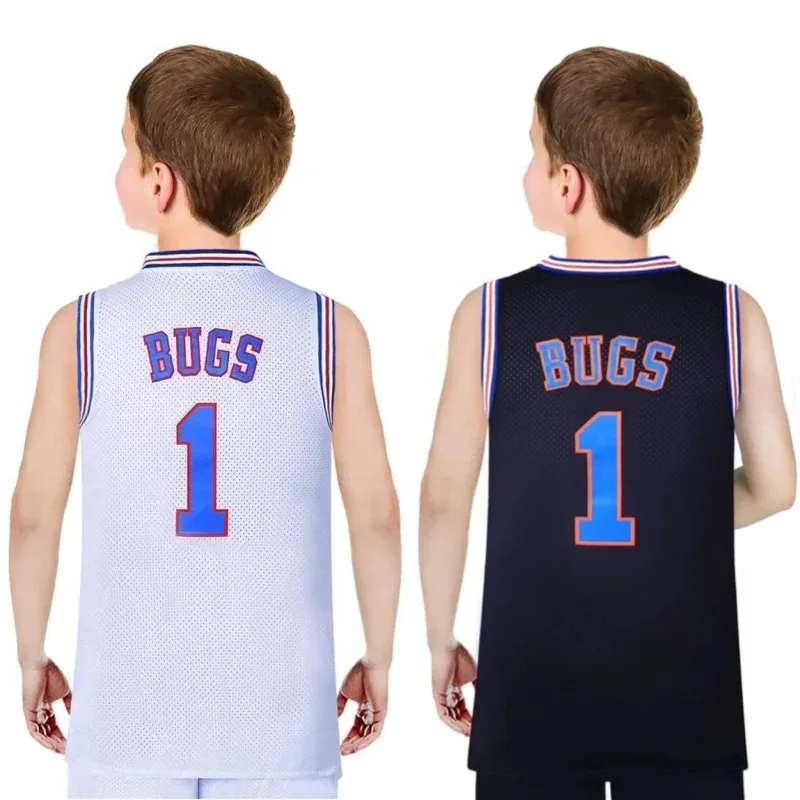 

Movie Space Jam Youth Basketball Jersey BUGS LOLA TWEETY TAZ Child Sports Shirts Sleeveless Boys Single Halloween Party Tops