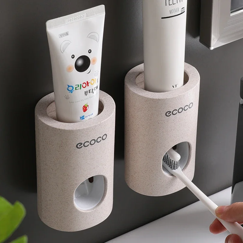 Automatic Toothpaste Dispenser Dust-proof Toothbrush Holder Wall Mount Stand Toothpaste Squeezer Bathroom Accessories Set