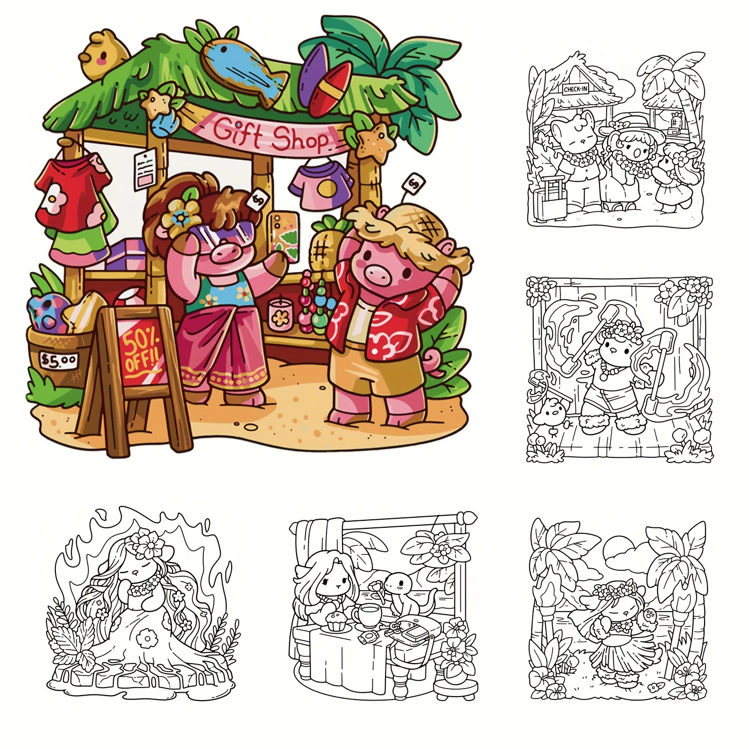 Hot Selling New Adult Coloring Book Hawaiian Style Coloring Book High-value Coloring Book Trend Exquisite Pictures