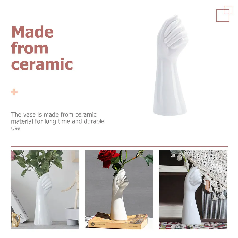 

Ceramic Vase Flower Arrangement Holder Home Office Decor Artistic White Desktop Vase
