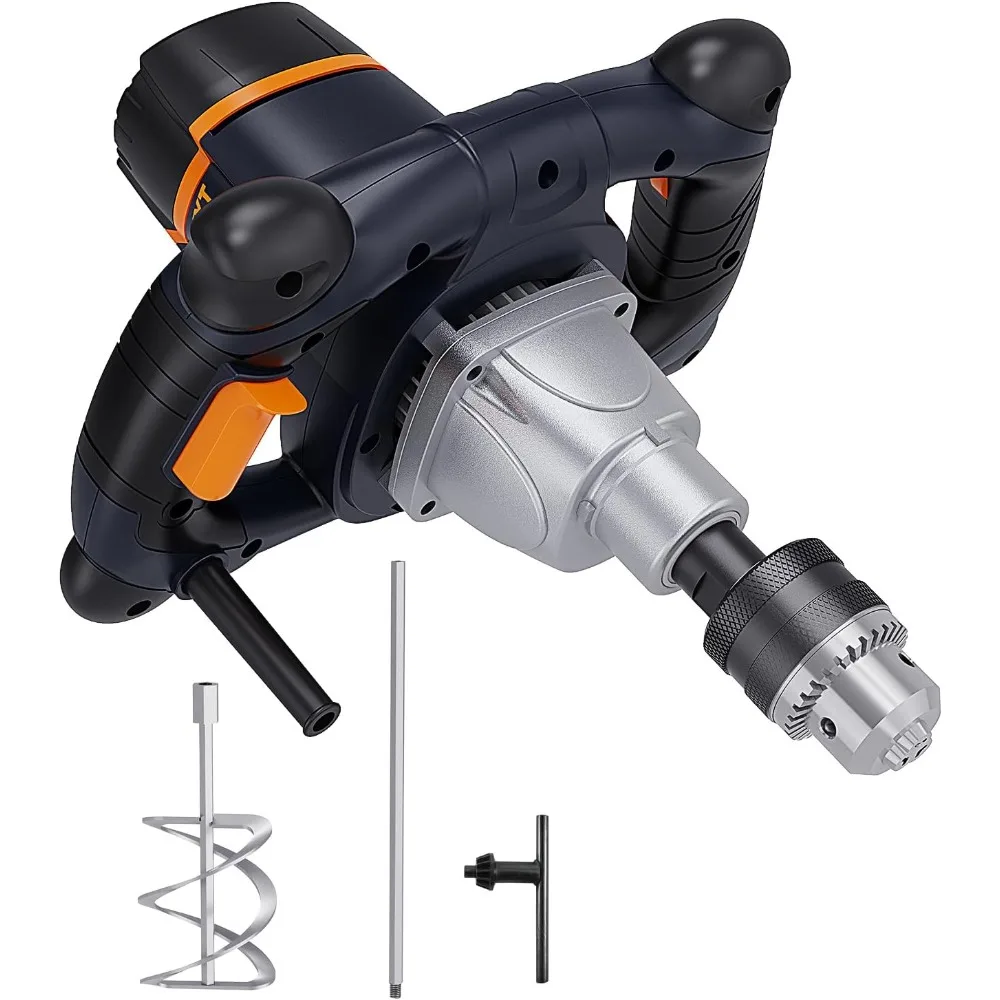 خلاط خرسانة/خلاط ملموسة مفردة 12 أمبير، ظرف بمفتاح 5/8، بداية ناعمة، يأتي مع مجداف خلط حلزوني كبير 100 مم
