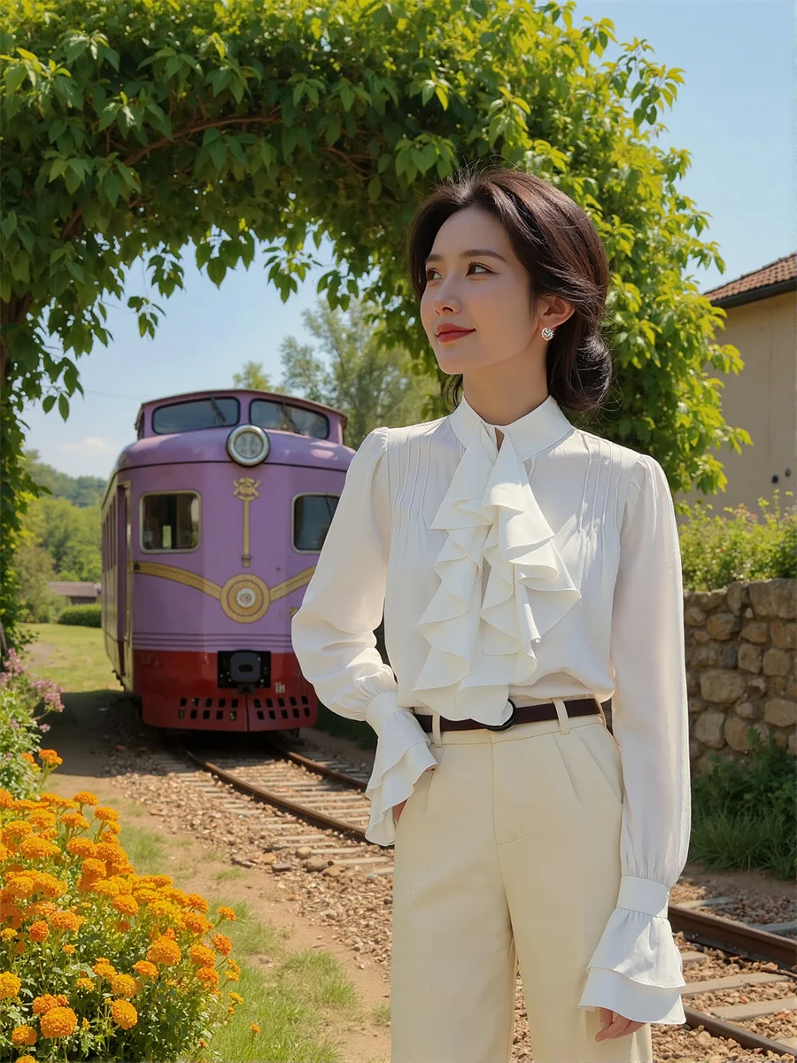 Koszule w stylu francuskim z falbankami, japońskie bluzki, damskie ubrania świąteczne, letnie bluzki w kratę, kobiece, modne wycięcia na ramionach, estetyka.