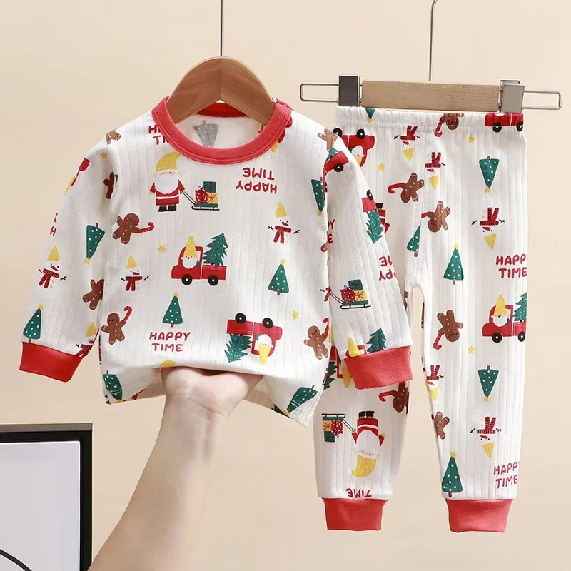 Neue 2023 Kinder Pyjamas Aus Reiner Baumwolle Jungen Mädchen Cartoon Langarm T-Shirt Top + Hosen Baby Frühling Herbst Nachtwäsche Kleidung Sets