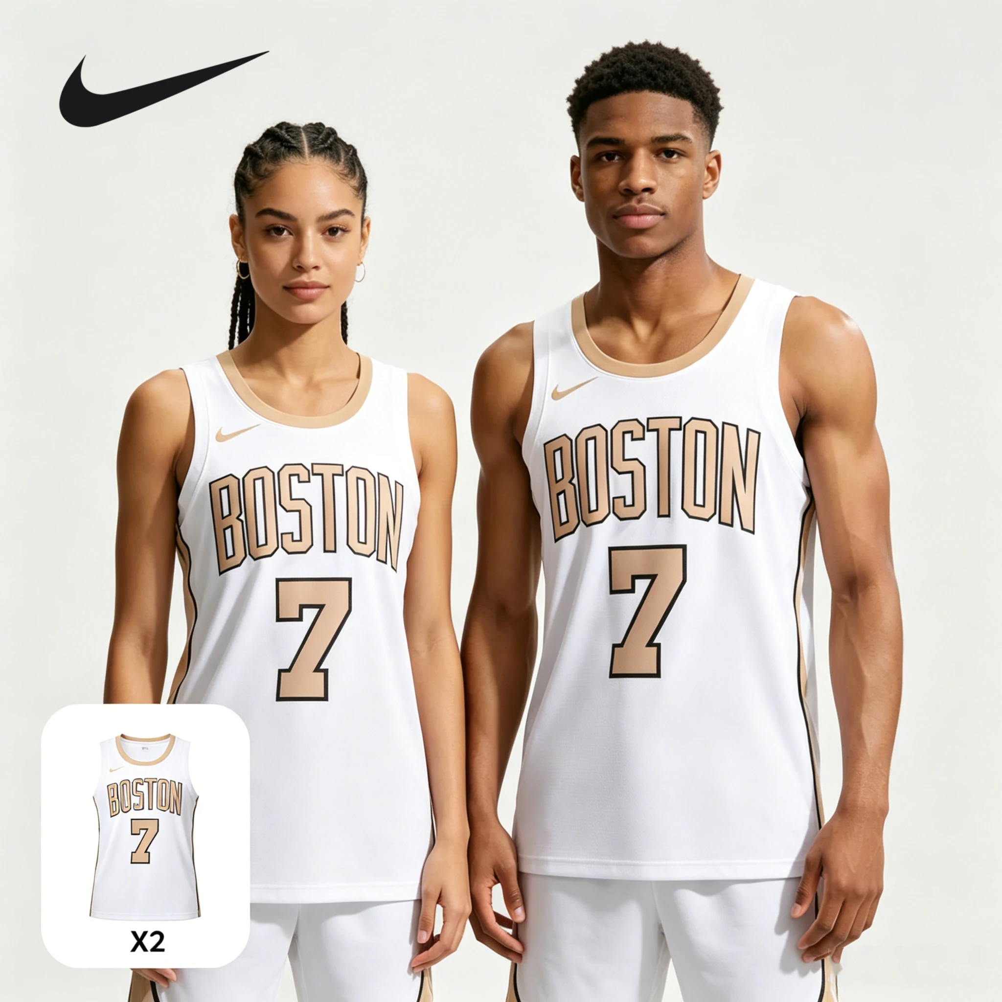Camisa Masculina Nike Boston Celtics Team Jaylen Brown com Tecnologia de Absorção de Umidade 2 PCS HM5974-105+HM5974-105