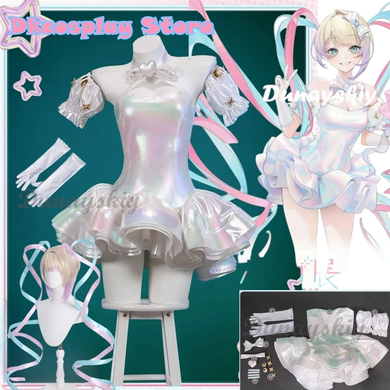KAngel Cosplay Costume NEEDY GIRL OVERDOSE Fantasy Anniversary Colorful Dress Overload Lolita Outfit Laser Skirts Ribbon Wig