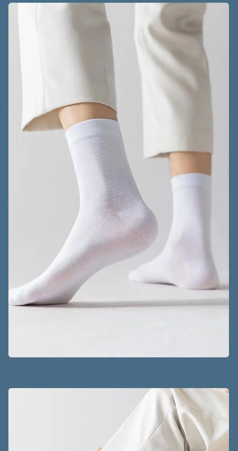 5 Paar neue Herren-Socken aus Bambusfaser, hochwertige einfarbige lange Business-Herrensocken, modische, atmungsaktive schwarze Freizeitsocken – Detail 12