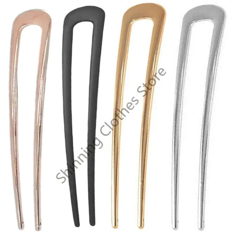 

M68A 4Pcs U Shaped Metal Hairpins For Long Hair Bun NonSlip Design Lightweight Metal Barrettes Wedding Party Hair Accessories