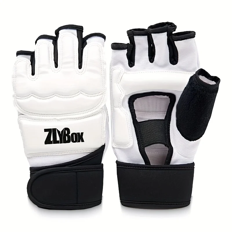 

1 пара боксерских перчаток из искусственной кожи, перчатки для ММА, мешок с песком на половину пальца, перчатки для тхэквондо, муай-тай, профессиональное оборудование для тренировок по боксу